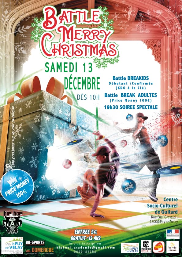 Affiche Battle Merry Christmas 2025 - Battle break danse Le Puy-en-Velay (43)